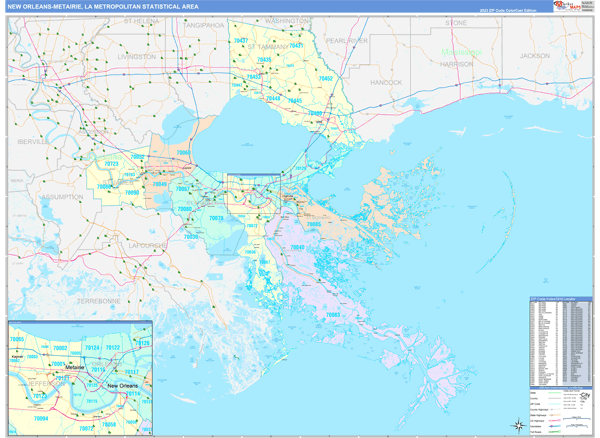New Orleans-Metairie Metro Area Map Book Color Cast Style